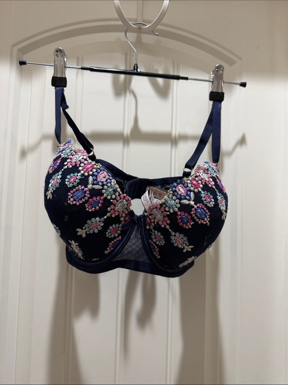 Victoria's Secret Navy Embroidered Floral Underwire Bra